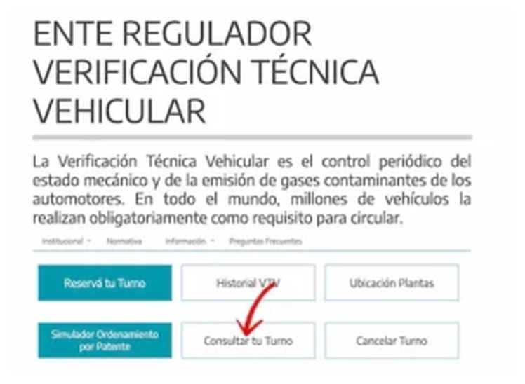 Paso 1 para consultar o cambiar el turno de la VTV en Ramos Mejía