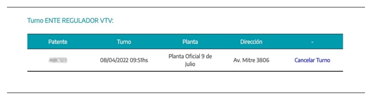 Paso 3 para consultar o cambiar el turno de la VTV en Ramos Mejía